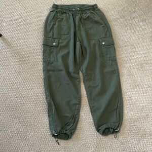 Time and Tru Cargo Jogger Parachute Pants Olive Green Lyocell XS 0-2